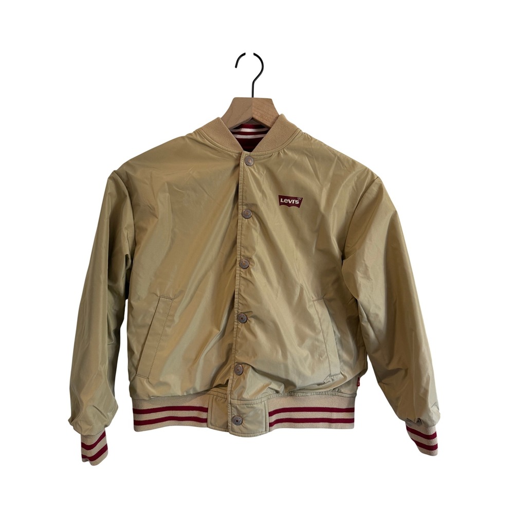 Levis Reversible Varsity Bomber Jacket Kids Red Khaki Asian Market Size M 150/72 - Picture 6 of 15